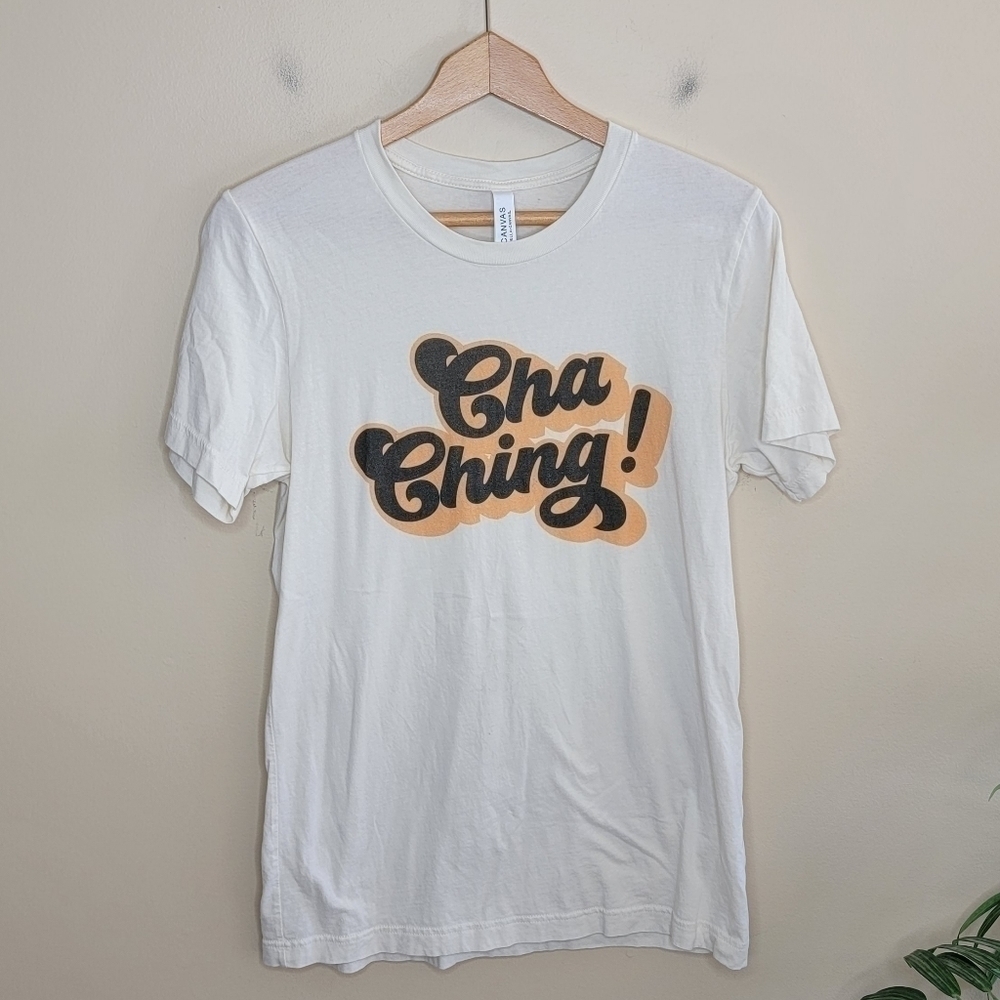 Bella Canvas Cream Cha Ching Short Sleeve Graphic Tee Size Medium